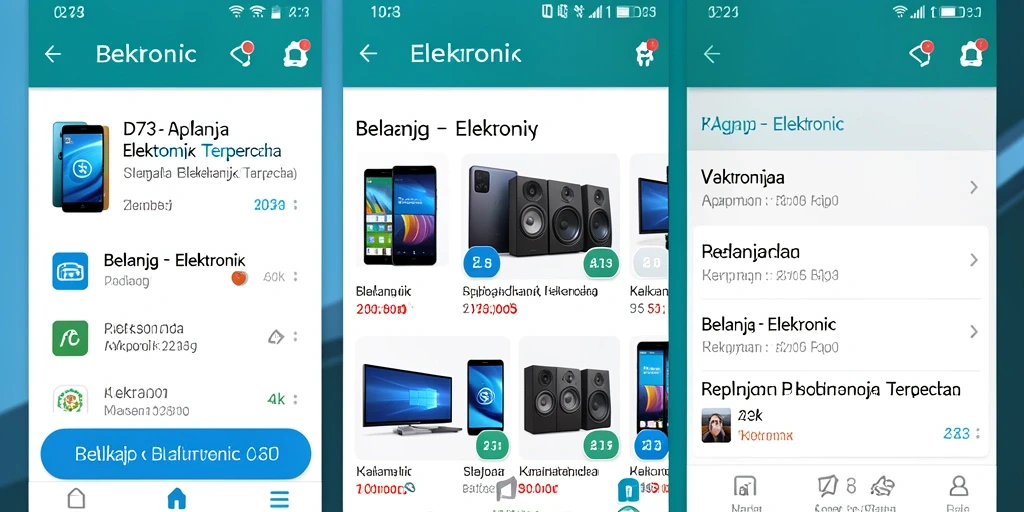 Tampilan antarmuka D73 yang mudah digunakan untuk belanja elektronik.