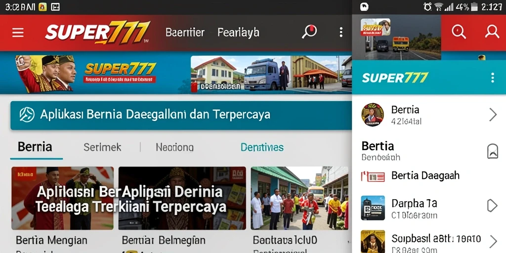 Antarmuka pengguna SUPER777 yang mudah digunakan untuk berita daerah.