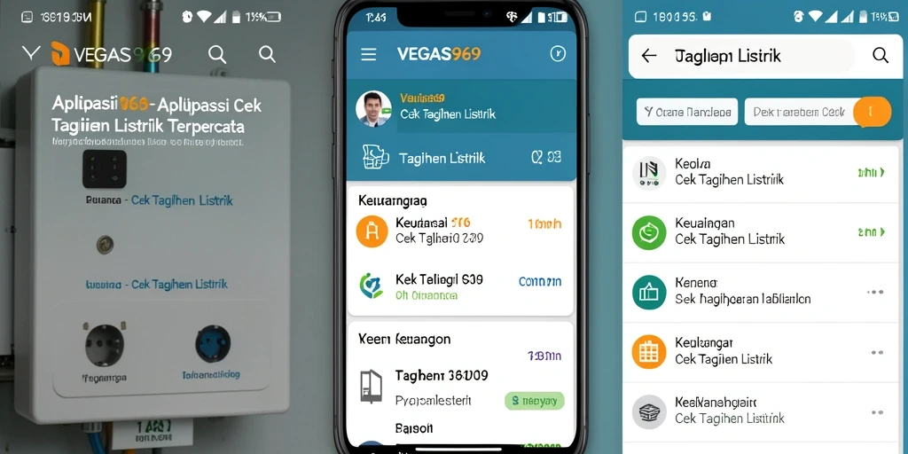Antarmuka VEGAS969 saat mengecek tagihan listrik dengan fitur-fitur lengkap.