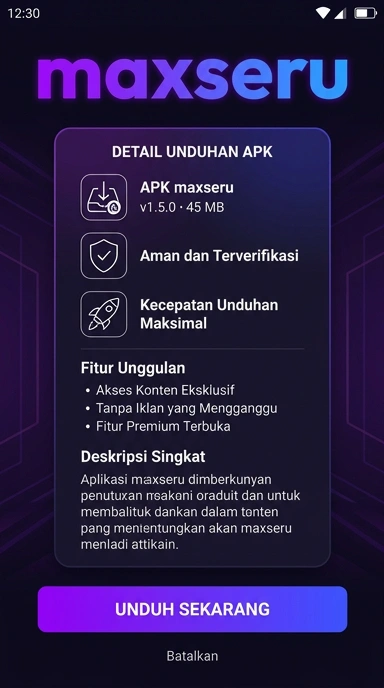 Tampilan halaman APK maxseru